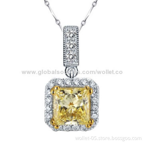 Fashionable designed stainless steel lime yellow crystal pendant, the perfect gift for ladies